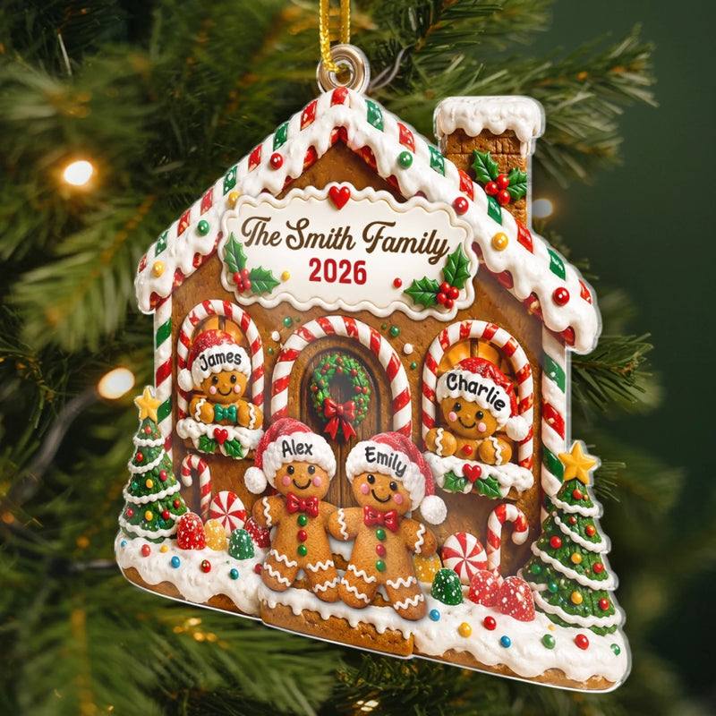 Custom Gingerbread Acrylic Ornament - Personalized Christmas Birthday Gifts For Mom, Dad, Brother, Sister - Sweet Memories Together