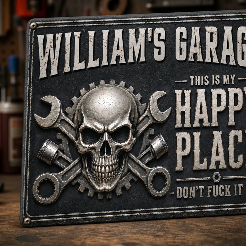 Custom Home Decor Metal Sign - Personalized Birthday Gifts For Husband, Son, Grandson, Brother, Grandpa, Dad, Yourself, Mechanic - Work Hard Ride Harder
