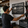 Custom Home Decor Metal Sign - Personalized Birthday Gifts For Husband, Son, Grandson, Brother, Grandpa, Dad, Yourself, Mechanic - Work Hard Ride Harder