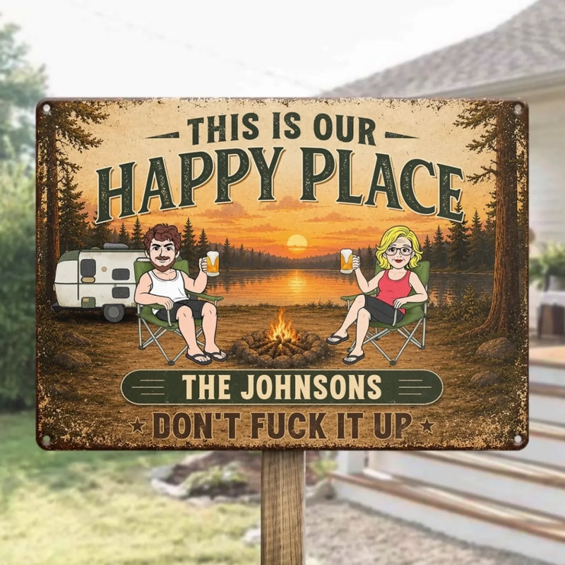 Custom Home Decor Metal Sign - Personalized Birthday Camping Gifts For Campers, Husband And Wife, Him And Her - Summer Campsite Vibes