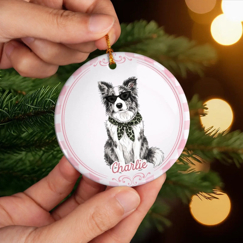 Custom Photo Ceramic Ornament - Personalized Christmas Birthday Gifts For Dog Cat Lovers, Dog Dad And Mom, Cat Owners - Paws, Love And Joy