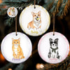 Custom Photo Ceramic Ornament - Personalized Christmas Birthday Gifts For Dog Cat Lovers, Dog Dad And Mom, Cat Owners - Paws, Love And Joy