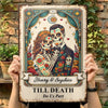 Custom Photo Day Of The Dead Home Decor Metal Sign - Personalized  Anniversary Wedding Gifts For Husband And Wife, Him And Her - Everlasting Skeletal Romance