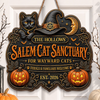Custom Wood Sign -  Personalized Halloween Decor Birthday Gifts For Mom, Dad, Brother, Sister, Kids - Salem Cat Sanctuary Vibes