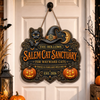 Custom Wood Sign -  Personalized Halloween Decor Birthday Gifts For Mom, Dad, Brother, Sister, Kids - Salem Cat Sanctuary Vibes