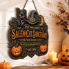 Custom Wood Sign -  Personalized Halloween Decor Birthday Gifts For Mom, Dad, Brother, Sister, Kids - Salem Cat Sanctuary Vibes