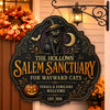Custom Wood Sign -  Personalized Halloween Decor Birthday Gifts For Mom, Dad, Brother, Sister, Kids - Spooky Season Feline Love