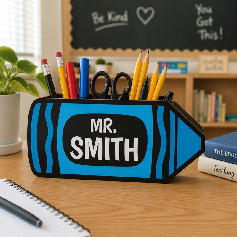 Custom Wooden Pencil Holder - Personalized Teacher Appreciation, Back To School Gifts For Teachers - Making Learning Fun Together