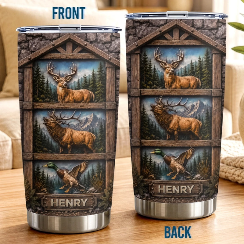 Custom Tumbler - Personalized Birthday Hunting Gifts For Hunters, Husband, Son, Grandson, Brother, Grandpa, Dad, Yourself - Born To Hunt And Explore