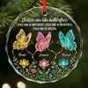 Custom Circle Glass Ornament - Personalized Best Friend Christmas Birthday Gifts For Women, Besties, Sisters, BFF - Different Wings, Same Heart