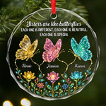Custom Circle Glass Ornament - Personalized Best Friend Christmas Birthday Gifts For Women, Besties, Sisters, BFF - Different Wings, Same Heart
