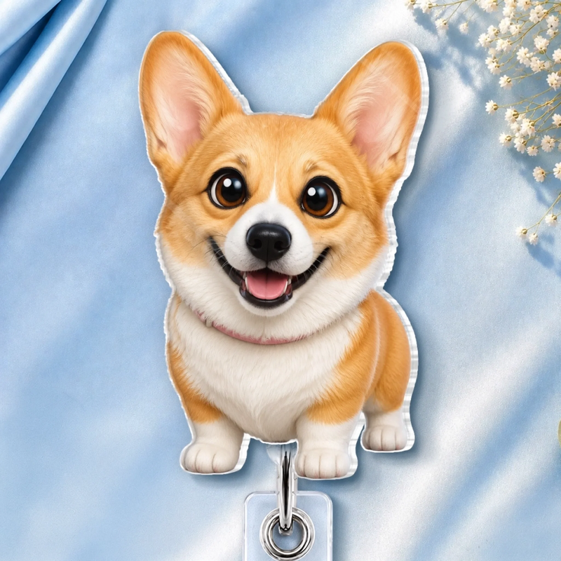 Custom Photo Acrylic Badge Reel - Personalized Birthday Gifts For Nurse, Dog Cat Lovers - Healing Hearts And Paws