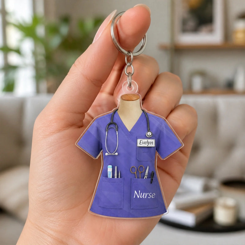 Custom Shaped Acrylic Keychain - Personalized Birthday Gifts For Nurse - Care Is My Calling