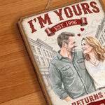 Custom Photo Wood Sign - Personalized Anniversary Wedding Gifts For Husband And Wife, Him And Her - I'm Yours, No Returns
