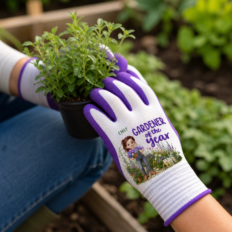 Custom Coated Grip Gardening Gloves - Personalized Birthday Garden Gifts For Gardeners - Garden Days Happy Hearts