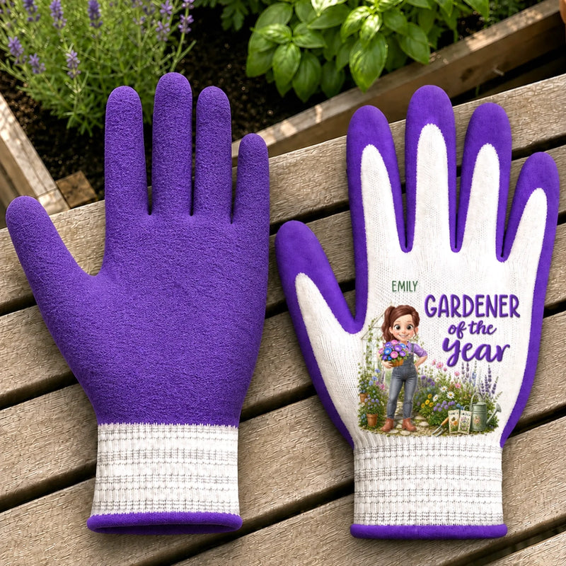 Custom Coated Grip Gardening Gloves - Personalized Birthday Garden Gifts For Gardeners - Garden Days Happy Hearts