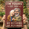 Custom Photo Funny Caricature Home Decor Metal Sign - Personalized Anniversary Wedding Gifts For Husband And Wife, Him And Her - Stuck With Me Forever