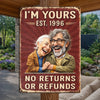 Custom Photo Funny Caricature Home Decor Metal Sign - Personalized Anniversary Wedding Gifts For Husband And Wife, Him And Her - Stuck With Me Forever