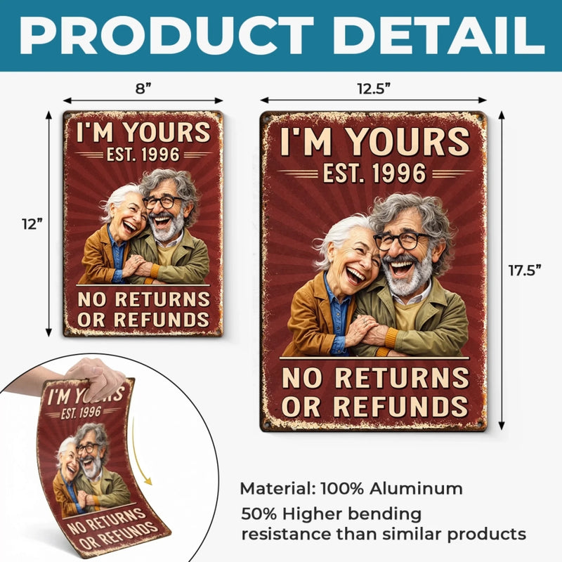 Custom Photo Funny Caricature Home Decor Metal Sign - Personalized Anniversary Wedding Gifts For Husband And Wife, Him And Her - Stuck With Me Forever
