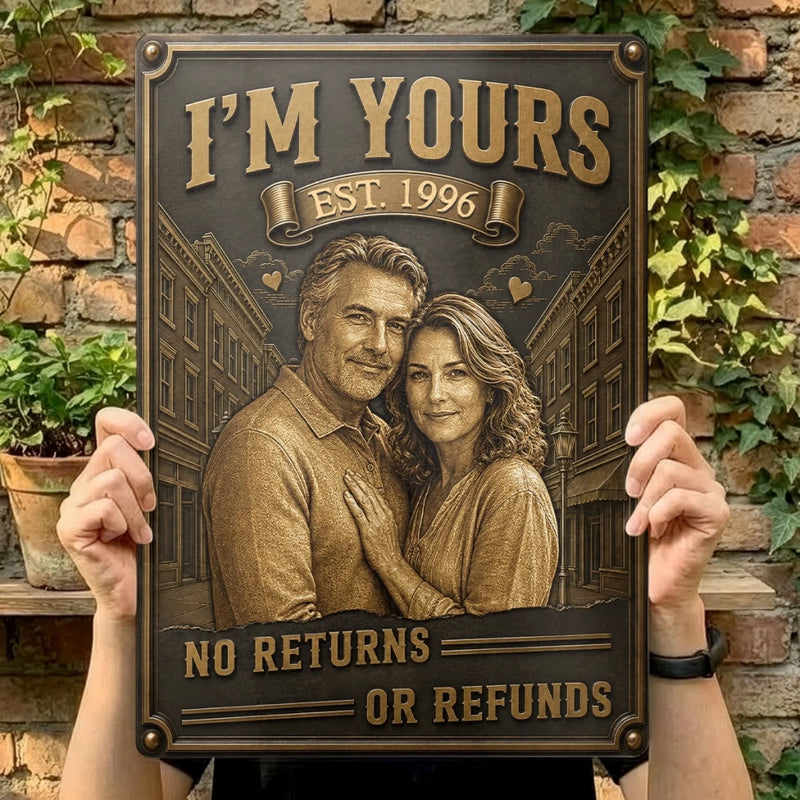 Custom Photo Home Decor Metal Sign - Personalized Anniversary Wedding Gifts For Husband And Wife, Him And Her - Yours Forever And Always