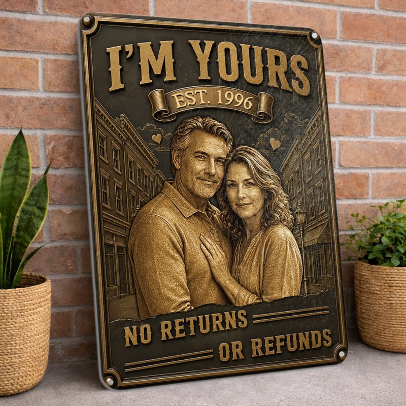 Custom Photo Home Decor Metal Sign - Personalized Anniversary Wedding Gifts For Husband And Wife, Him And Her - Yours Forever And Always