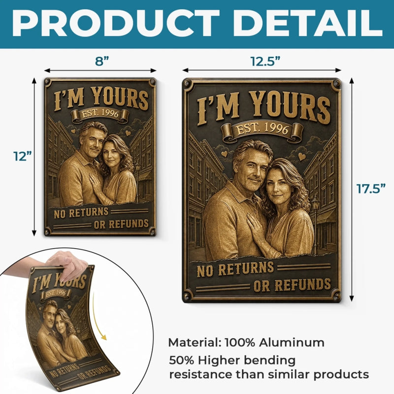 Custom Photo Home Decor Metal Sign - Personalized Anniversary Wedding Gifts For Husband And Wife, Him And Her - Yours Forever And Always
