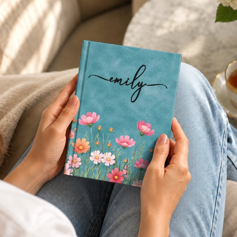 Custom Hardcover Journal - Personalized Birthday Gifts For Wife, Daughter, Besties, Sisters, Granddaughter, Grandma, Mom, Yourself - Sweet Floral Memory Keeper