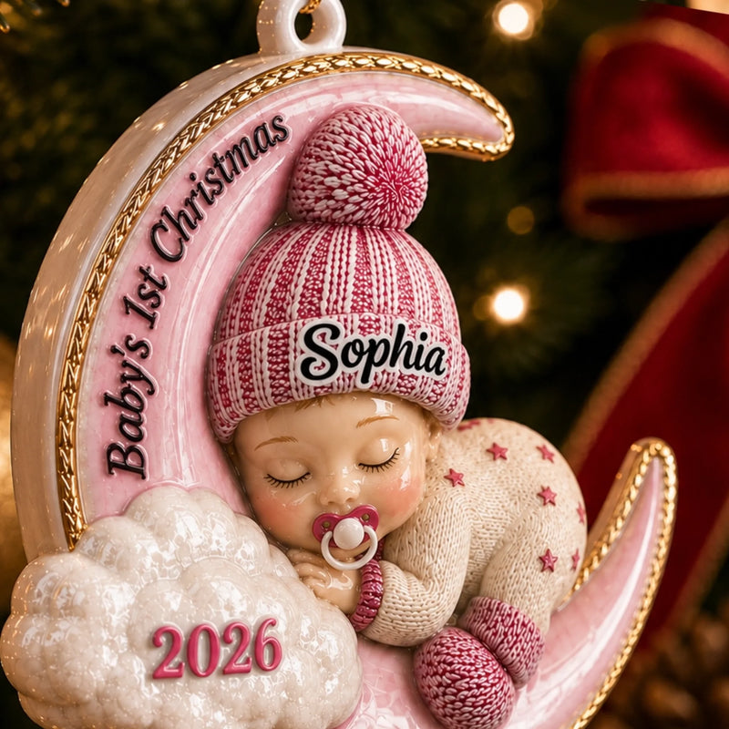 Custom First Christmas Premium 3D Ornament - Personalized Christmas Baby Shower, Gender Reveal Gifts For New Moms, New Dads, New Parents - My Very First Christmas