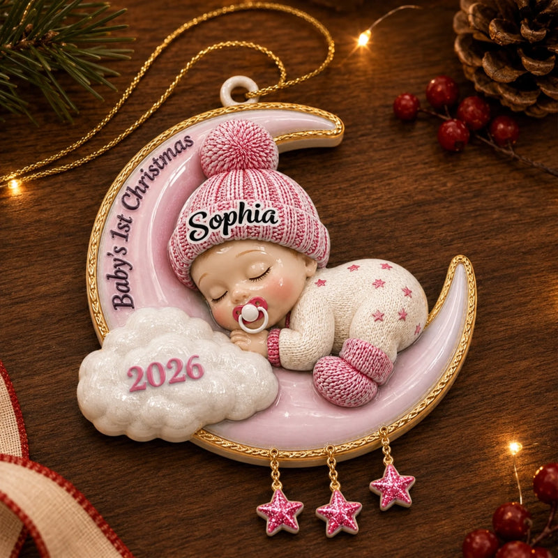 Custom First Christmas Premium 3D Ornament - Personalized Christmas Baby Shower, Gender Reveal Gifts For New Moms, New Dads, New Parents - My Very First Christmas