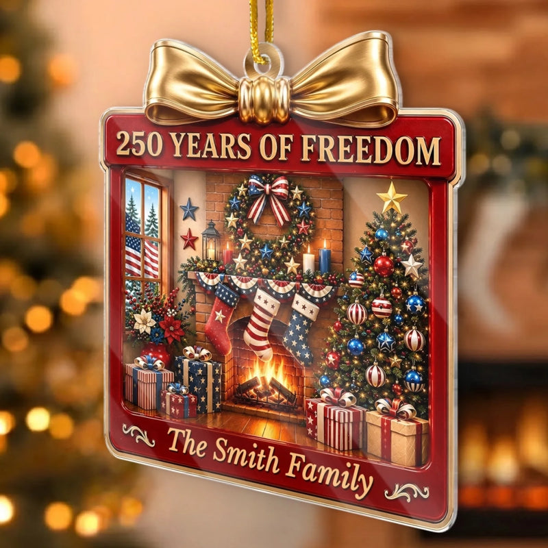 Custom Acrylic Ornament - Personalized America 250th Anniversary Christmas Gifts For Mom, Dad, Brother, Sister - Patriotic Love For Our Country