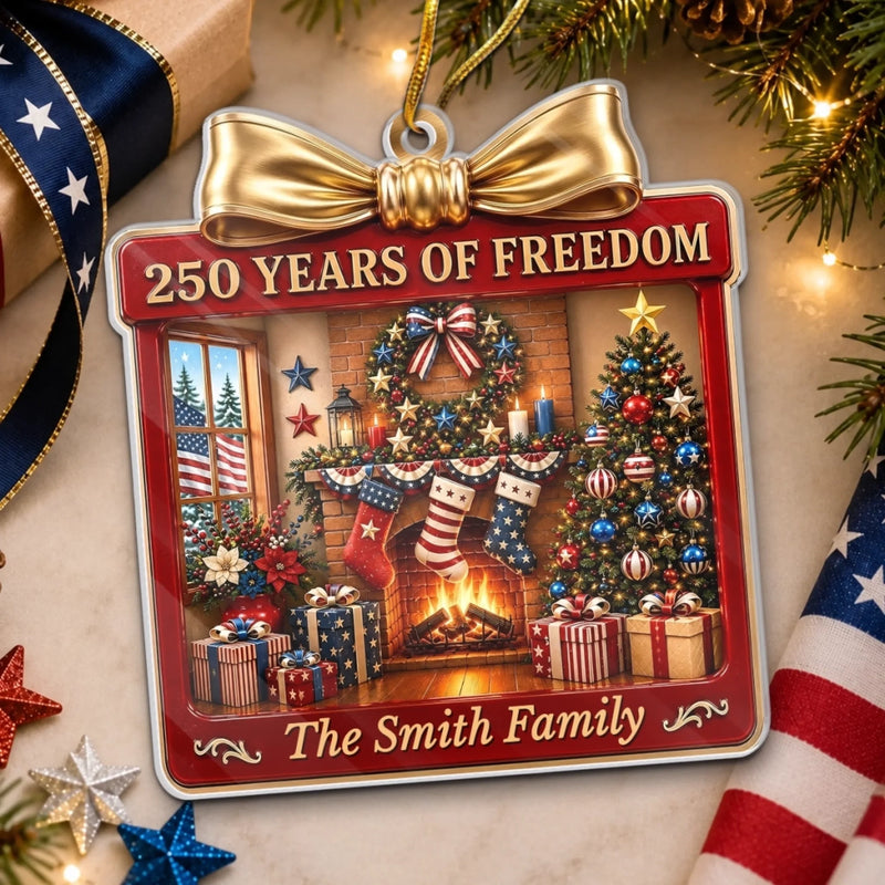 Custom Acrylic Ornament - Personalized America 250th Anniversary Christmas Gifts For Mom, Dad, Brother, Sister - Patriotic Love For Our Country