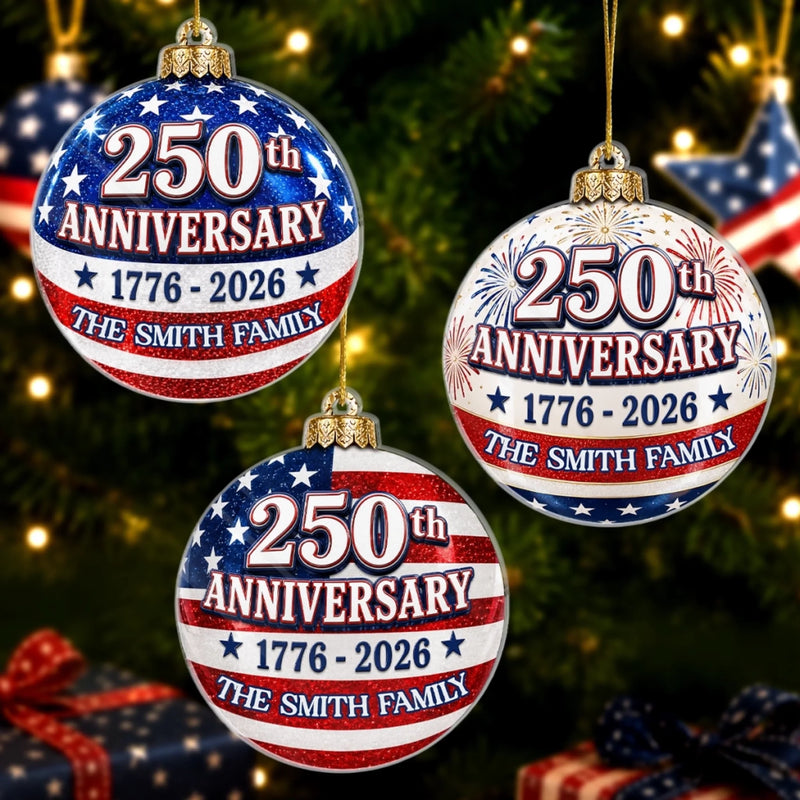 Custom Acrylic Ornament - Personalized America 250th Anniversary Christmas Gifts For Mom, Dad, Brother, Sister - United In Love And Liberty