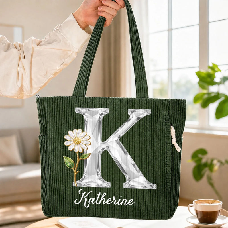 Custom Corduroy Tote Bag - Personalized Birthday Gifts For Wife, Daughter, Besties, Sisters, Granddaughter, Grandma, Mom, Yourself - Living Life My Way