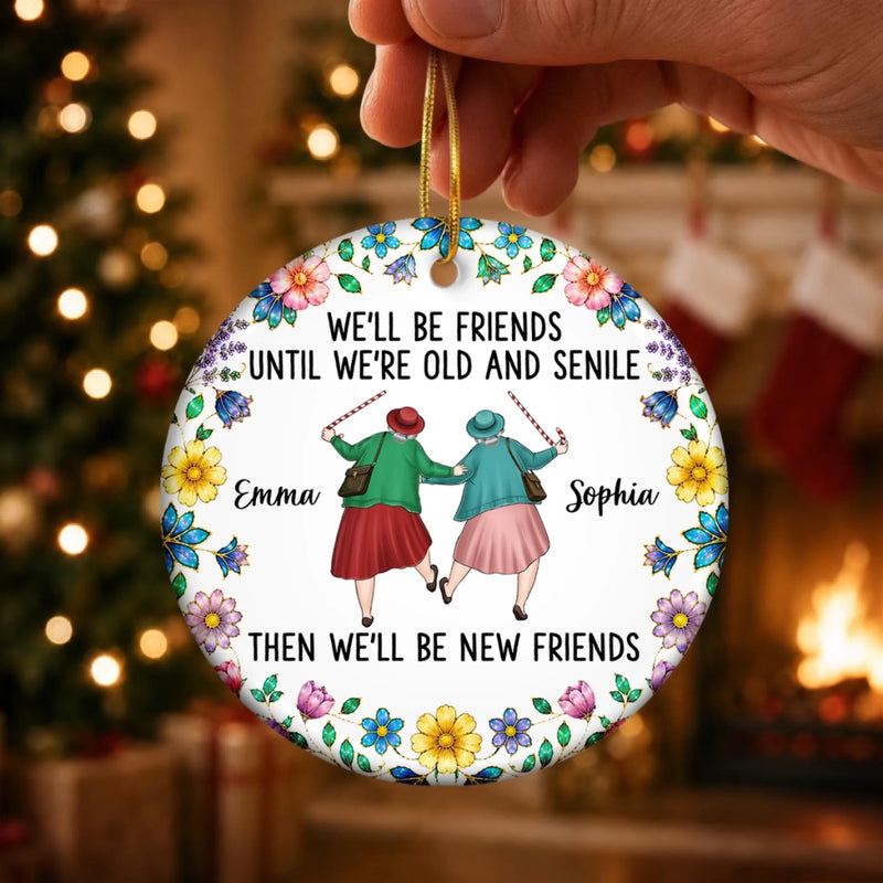 Custom Ceramic Ornament - Personalized Best Friend Christmas Birthday Gifts For Women, Besties, Sisters, BFF - Laughter, Love And Friendship