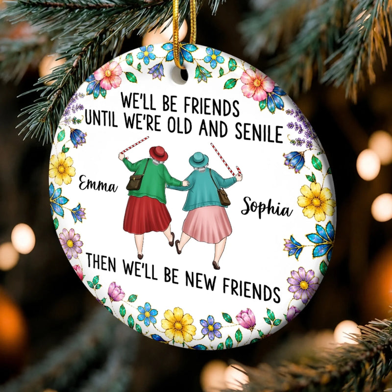 Custom Ceramic Ornament - Personalized Best Friend Christmas Birthday Gifts For Women, Besties, Sisters, BFF - Laughter, Love And Friendship