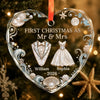 Custom First Christmas Heart Glass Ornament - Personalized Anniversary Christmas Wedding Gifts For Husband And Wife, Him And Her - Ocean Pearl, Eternal Love