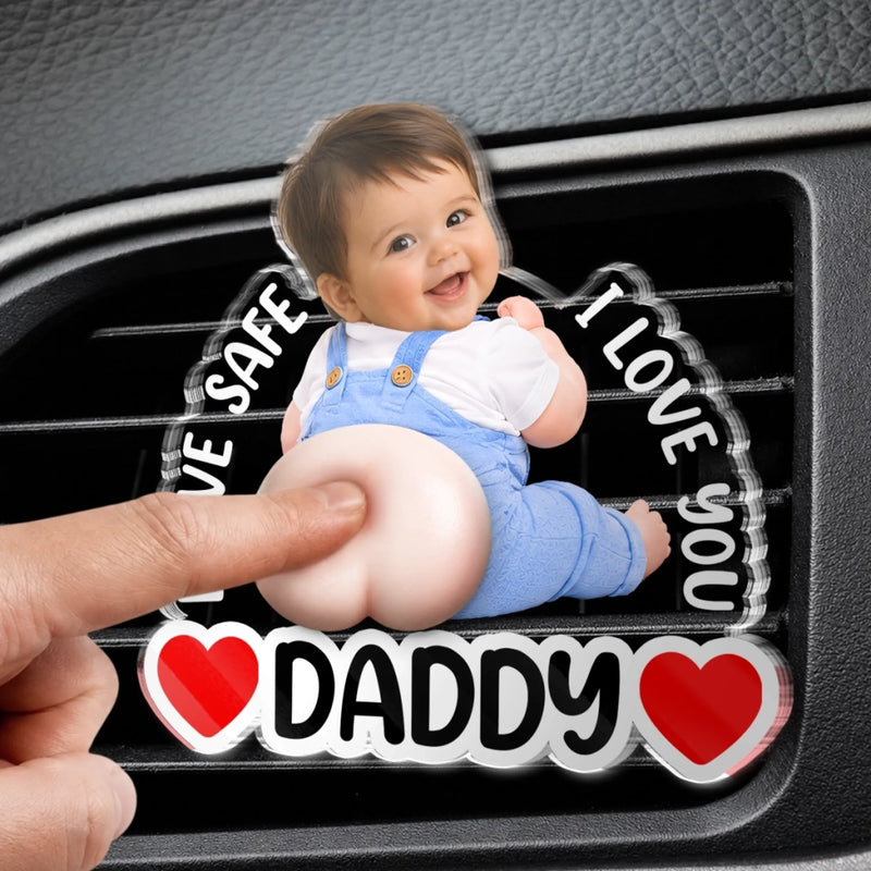 Custom Photo Squishy Acrylic Car Vent Clip - Personalized Birthday Gifts For Dad, New Parents  - Your Biggest Fan Is Waiting