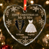Custom First Christmas Heart Glass Ornament - Personalized Anniversary Christmas Wedding Gifts For Husband And Wife, Him And Her - Our Winter Wedding Story