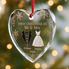 Custom First Christmas Heart Glass Ornament - Personalized Anniversary Christmas Wedding Gifts For Husband And Wife, Him And Her - Our Winter Wedding Story