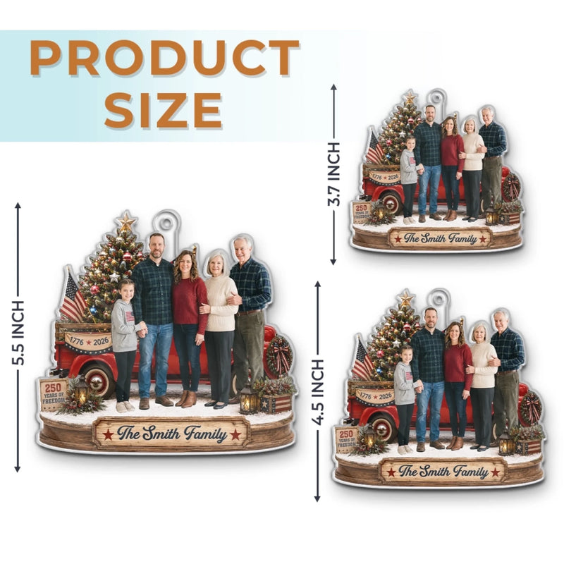 Custom Photo Acrylic Ornament - Personalized Christmas Birthday Gifts For Mom, Dad, Brother, Sister - Blessed With Family And Freedom