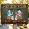 Custom Home Decor Metal Sign - Personalized  Anniversary Wedding Gifts For Husband And Wife, Dog Cat Lovers - Playful Love, Forever Bound