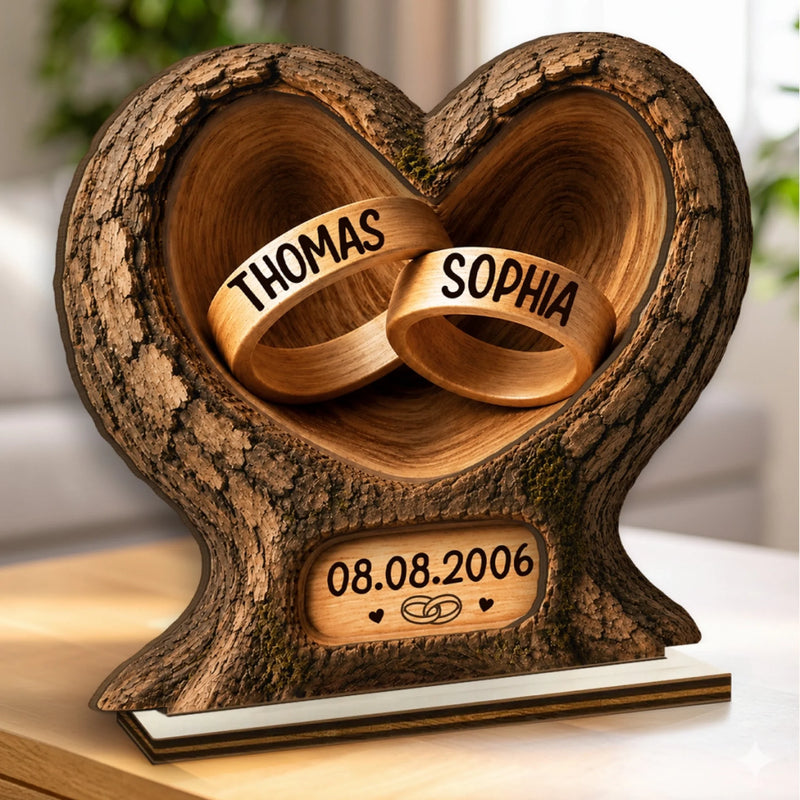 Custom 2-Layered Wooden Plaque - Personalized Anniversary Wedding Gifts For Husband And Wife, Him And Her - Two Hearts Joined As One