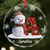 Custom Snowman Circle Glass Ornament - Personalized Christmas Birthday Gifts For Mom, Dad, Brother, Sister - Christmas Brings Us Home
