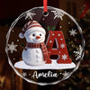 Custom Snowman Circle Glass Ornament - Personalized Christmas Birthday Gifts For Mom, Dad, Brother, Sister - Christmas Brings Us Home