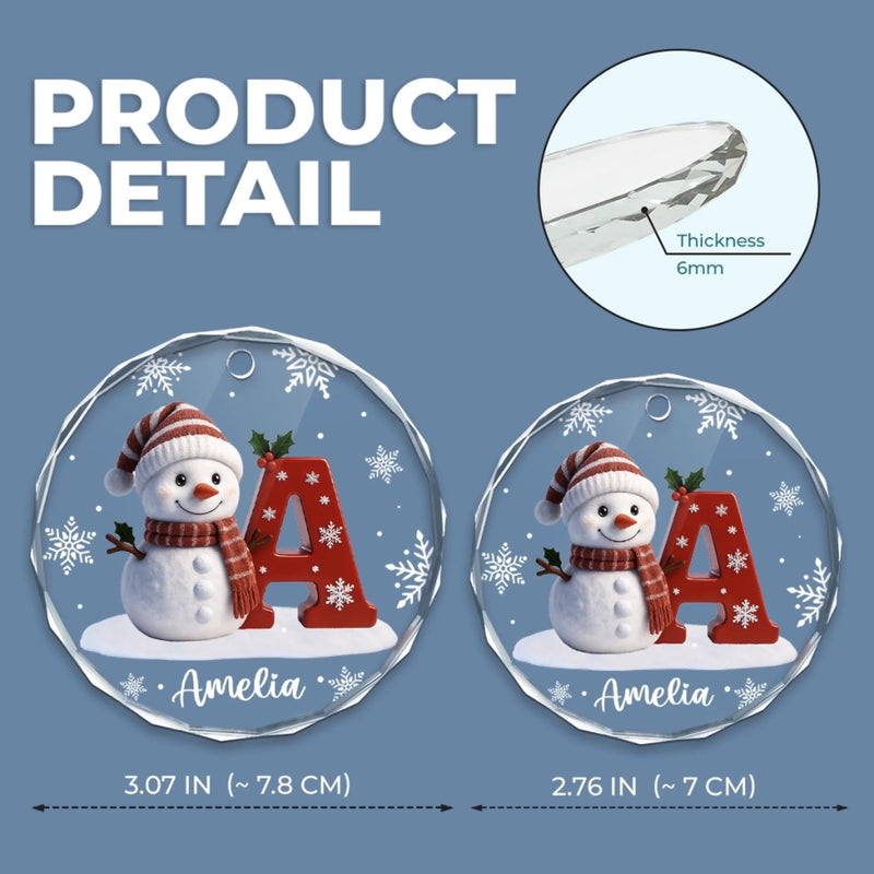 Custom Snowman Circle Glass Ornament - Personalized Christmas Birthday Gifts For Mom, Dad, Brother, Sister - Christmas Brings Us Home