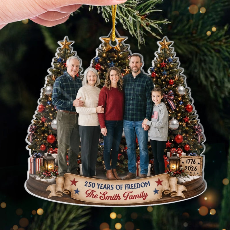 Custom Photo Acrylic Ornament - Personalized Christmas Birthday Gifts For Mom, Dad, Brother, Sister - United In Love And Faith