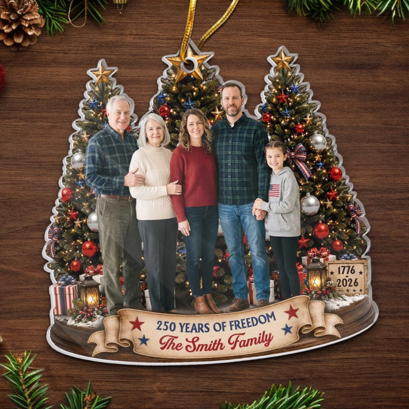 Custom Photo Acrylic Ornament - Personalized Christmas Birthday Gifts For Mom, Dad, Brother, Sister - United In Love And Faith