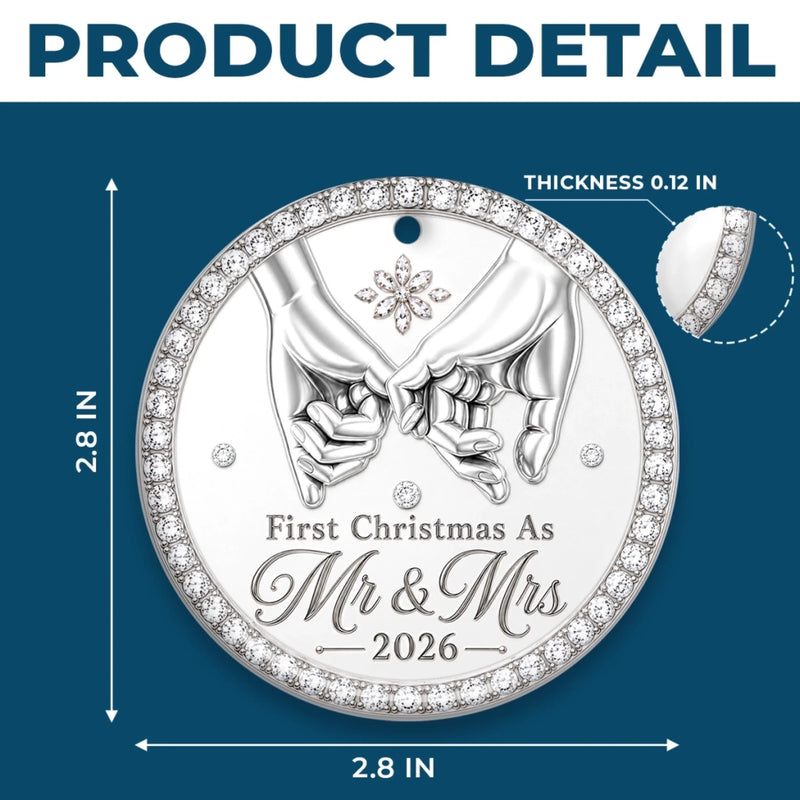 Custom First Christmas Ceramic Ornament - Personalized Anniversary Christmas Wedding Gifts For Husband And Wife, Him And Her - Pinky Promise, Forever Love