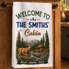 Custom Cabin Kitchen Towel - Personalized Summer Vacation And Travel Gifts For Mom, Dad, Brother, Sister - Home Is Where The Forest Is