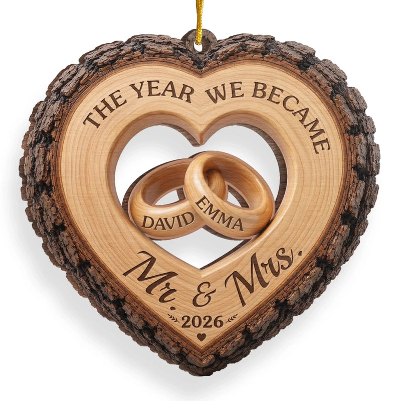Custom First Christmas Wooden Ornament - Personalized Anniversary Christmas Wedding Gifts For Husband And Wife, Him And Her - Forever My Christmas Love